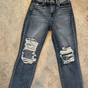 L’AGENCE Adele high rise straight leg distressed jeans 💙